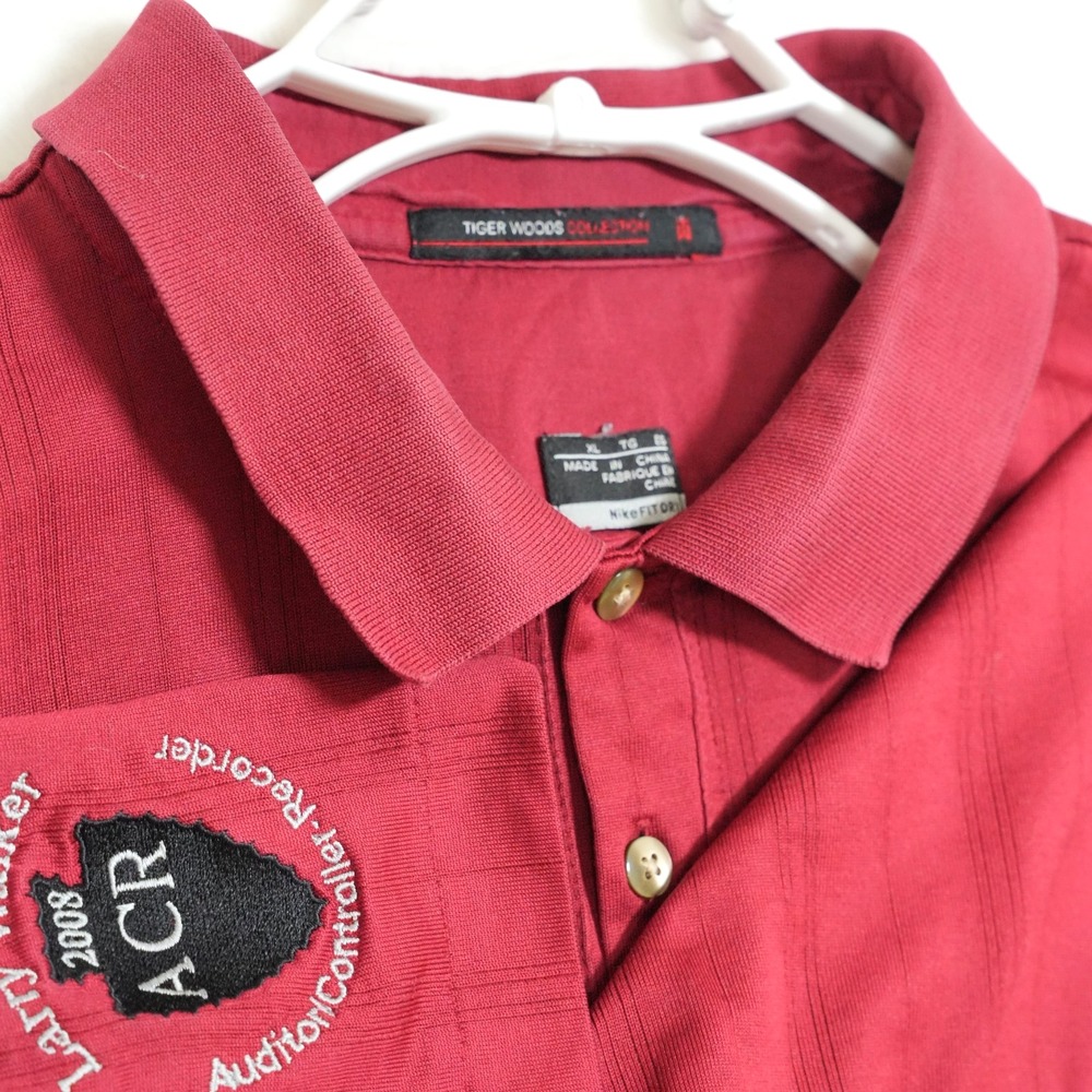 Nike Tiger Woods‎ Collection Golf Polo Fit Dry Sunday Red Short Sleeve Size XL